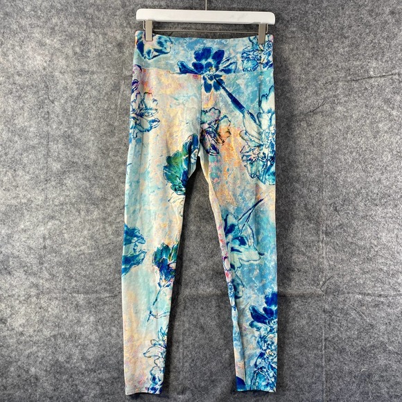 Soft Surroundings Leggings Small Blue Floral Superslim Myriad High Rise Knit - Picture 3 of 13